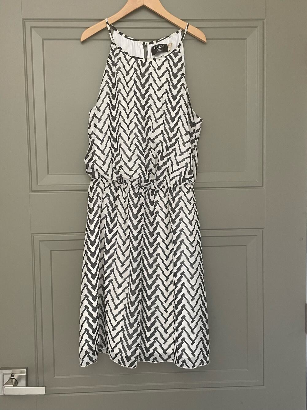 Black White Guess Dress 4 Geometric Print Sleeveless